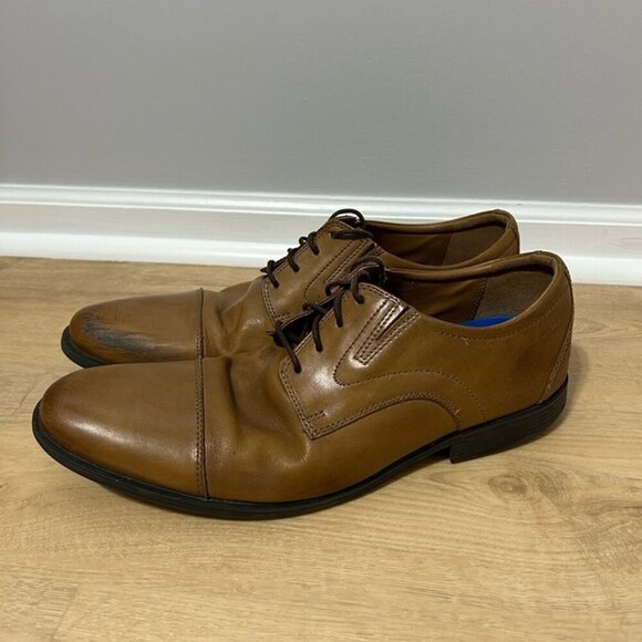 Clark’s Brown Leather Oxford Shoes Cap Toe Dress Shoes Men’s Size 15 - Picture 1 of 8